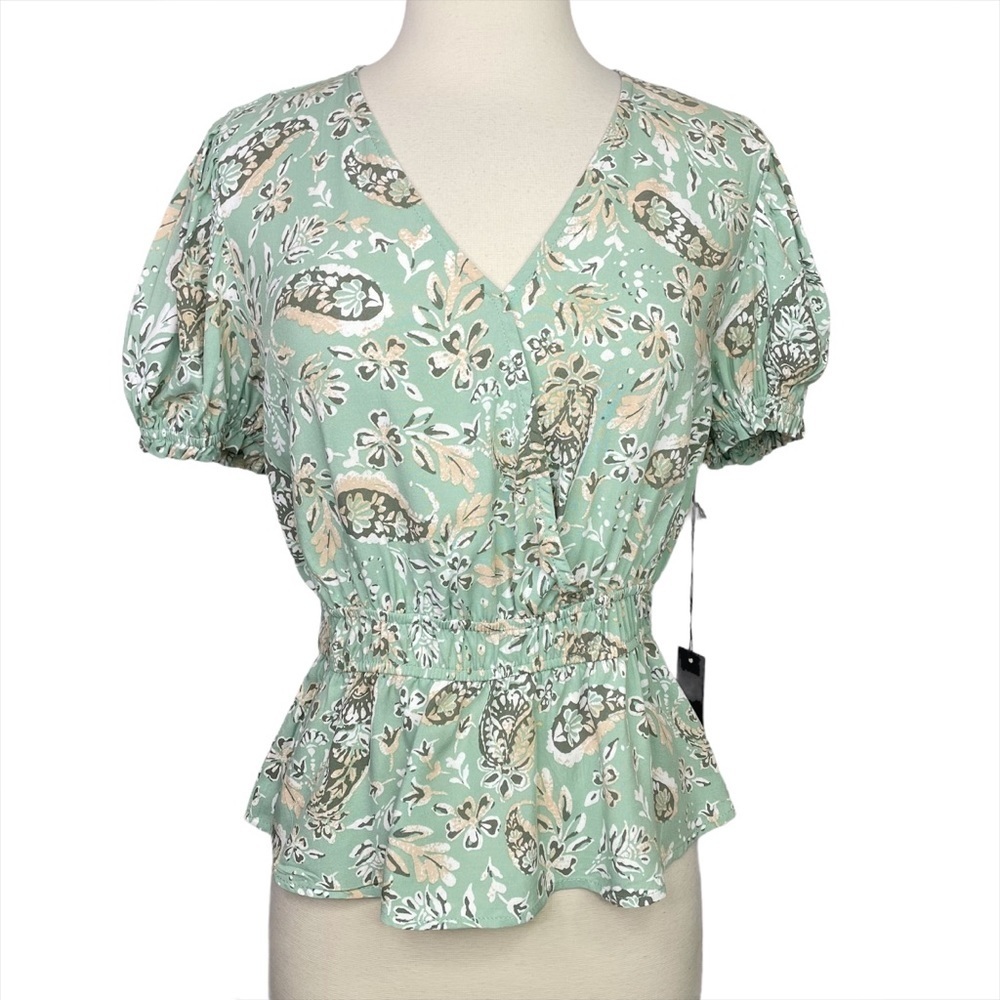 Alice Blue Surplice Peplum Top S